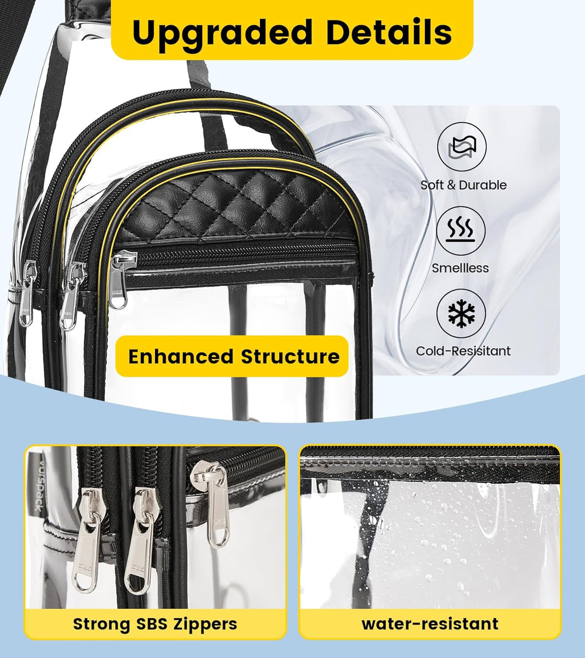 Vorspack Clear Stadium Bag - Stylish Crossbody Bag for Concerts & Sports Events | Transparent Design