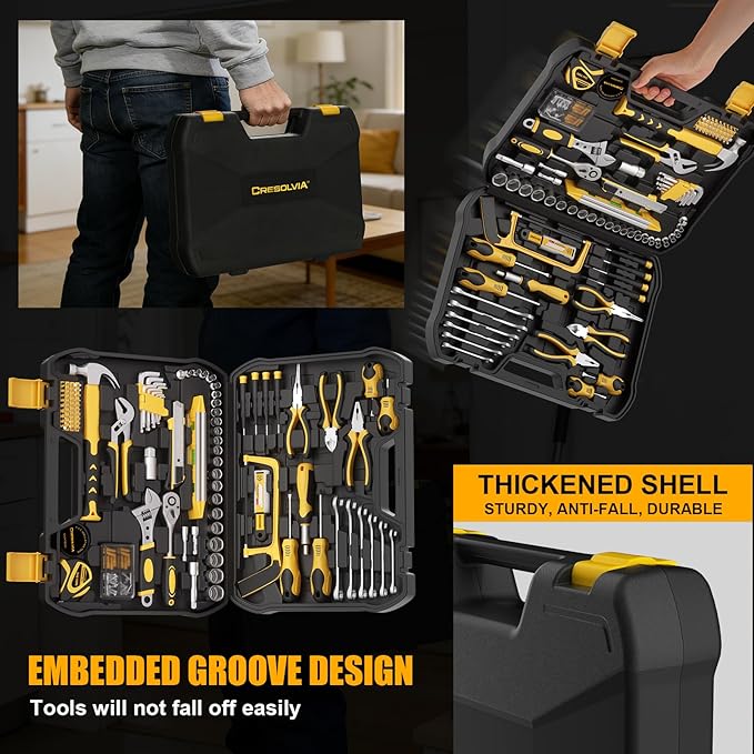 199 Piece Tool Kit for Home,General Household/Auto Repair Tool Set,Basic Hand Tool Kit with Socket Wrench,Tool Box Case for Men,Perfect for Diyer Handyman Homeowner