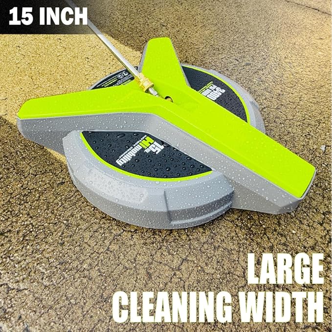 Hiclean 15" Pressure Washer Surface Cleaner with Wheels 3400 PSI Max, Surface Cleaner for Power Washer Attachment for Concrete, Patio, Sidewalk, and Driveways