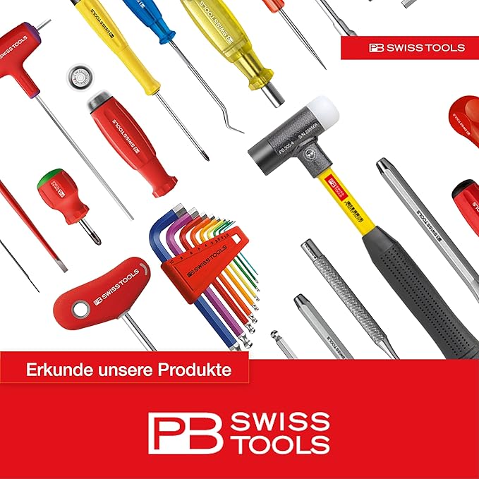 PB SWISS TOOLS Hex Key L-Wrench Set PB 2212.H-10 | 100% Swiss Made | 9-Piece Allen Wrench Set Sized 1.5-10 mm with Short 100° Key Part