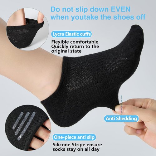 ATBITER No Show Socks - Women's Non-Slip Low Cut Invisible Liner | 6 Pairs in Classic Colors