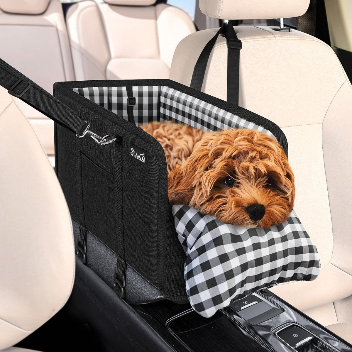SlowTon Console Dog Car Seat, Dog Booster Seat for Small Dogs Under 11lbs