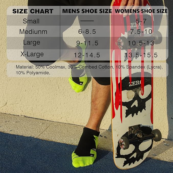 Hylaea No Show Running Athletic Anti-Blister Wicking Coolmax Socks, Seamless Anti-odor