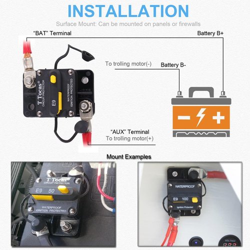 E9 30A Amp Boat Circuit Breaker - Manual Reset for Automotive, RV, Truck & Marine | Waterproof 12V-72V DC