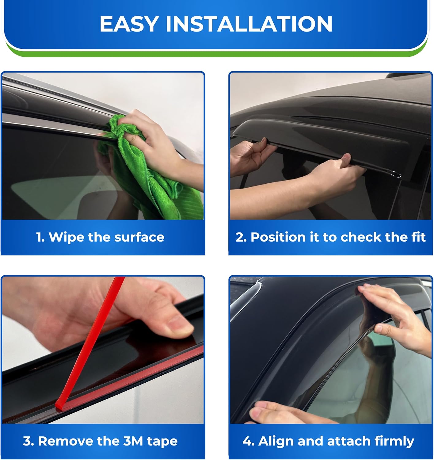 KPY Window Visor Compatible with Subaru Crosstrek 2018-2023 & Impreza Hatchback 2017-2023, 4PC Rain Guard Side Window Vent Deflectors Tape-On Style, 2017 2018 2019 2020 2021 2022 2023 2024
