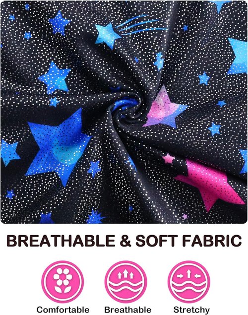Domusgo Gymnastics Leotards - Sparkly Black One-Piece Tumbling Outfit for Girls 10-12 Years Old