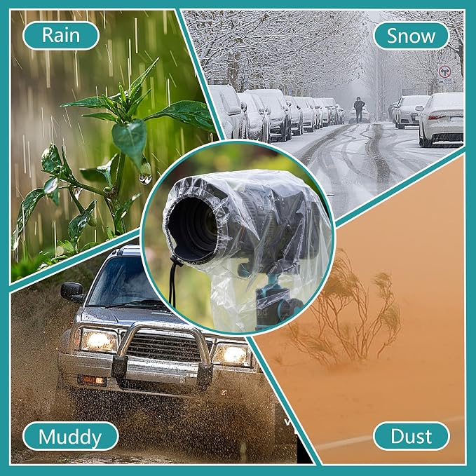 Sabary 10 Pack Clear Camera Rain Covers Waterproof Dustproof PE Lens Sleeves