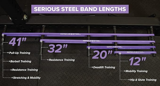 Serious Steel Fitness 32" Resistance Training Bands (Portable Exercise Band System Training Bands- Great for Individuals Under 5'10")