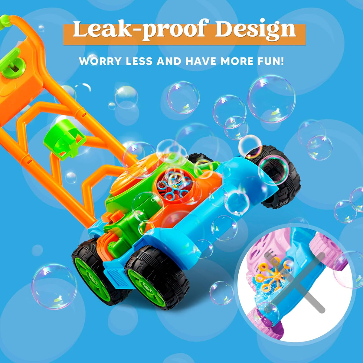 SLOOSH Bubble Lawn Mower | Spill-Proof Bubble Machine Toy for Toddlers Age 1-3 - Perfect for Indoor & Outdoor Fun