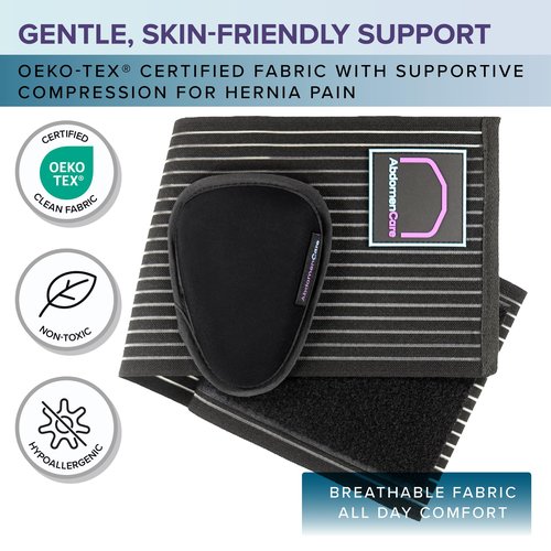 Abdomencare Umbilical Hernia Belt for Men and Women | Abdominal Hernia Belt for Women & Men with 2 Unique Compression Pads | Belly Button Umbilical Hernia Belts for Men | Hernia Support Binder | L/XL