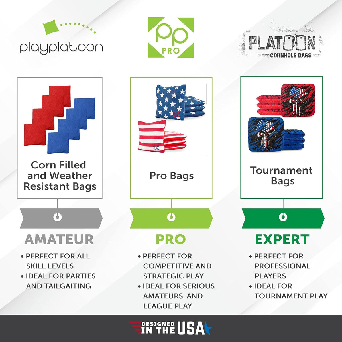 Regulation Size Cornhole Bags by Corn Filled | Set of 8 Durable Bean Bags in Red & Navy Blue
