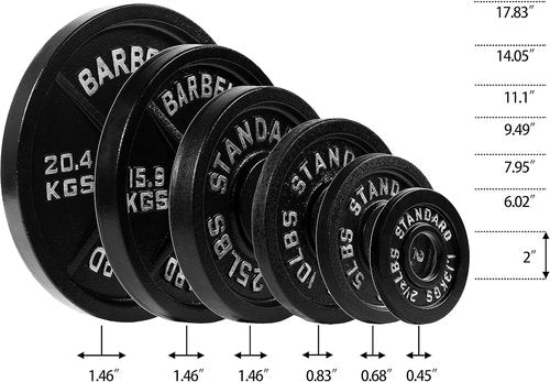 Fitvids Olympic 2-Inch Cast Iron Weight Plates - Vintage Style Alloy Steel, 25LB Pair for Strength Training