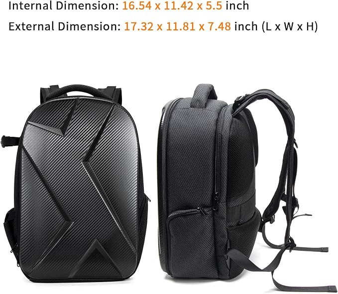 Camera Backpack Hard Shell Imitation Carbon Fiber DSLR, Waterproof Shockproof