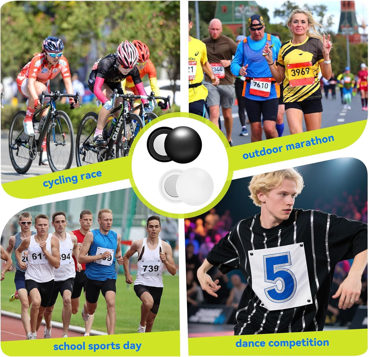Skiennix Magnetic Race Bib Clips - Safety Lock Fasteners for Marathon Runners | 8 Pairs of Durable Bib Magnets