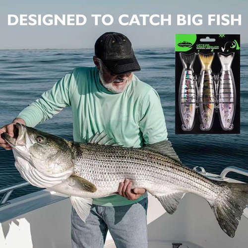 FONMANG SWIMPRO Swimbaits - 6.5in Glide Bait for Northern Pike & Bass Fishing | 3PCS Multi-Jointed Lures with 3D Holographic Finish