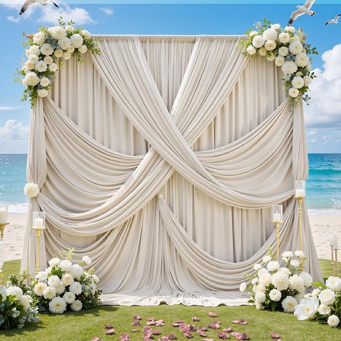 12ft x 10ft Wrinkle Free Beige Backdrop Curtains