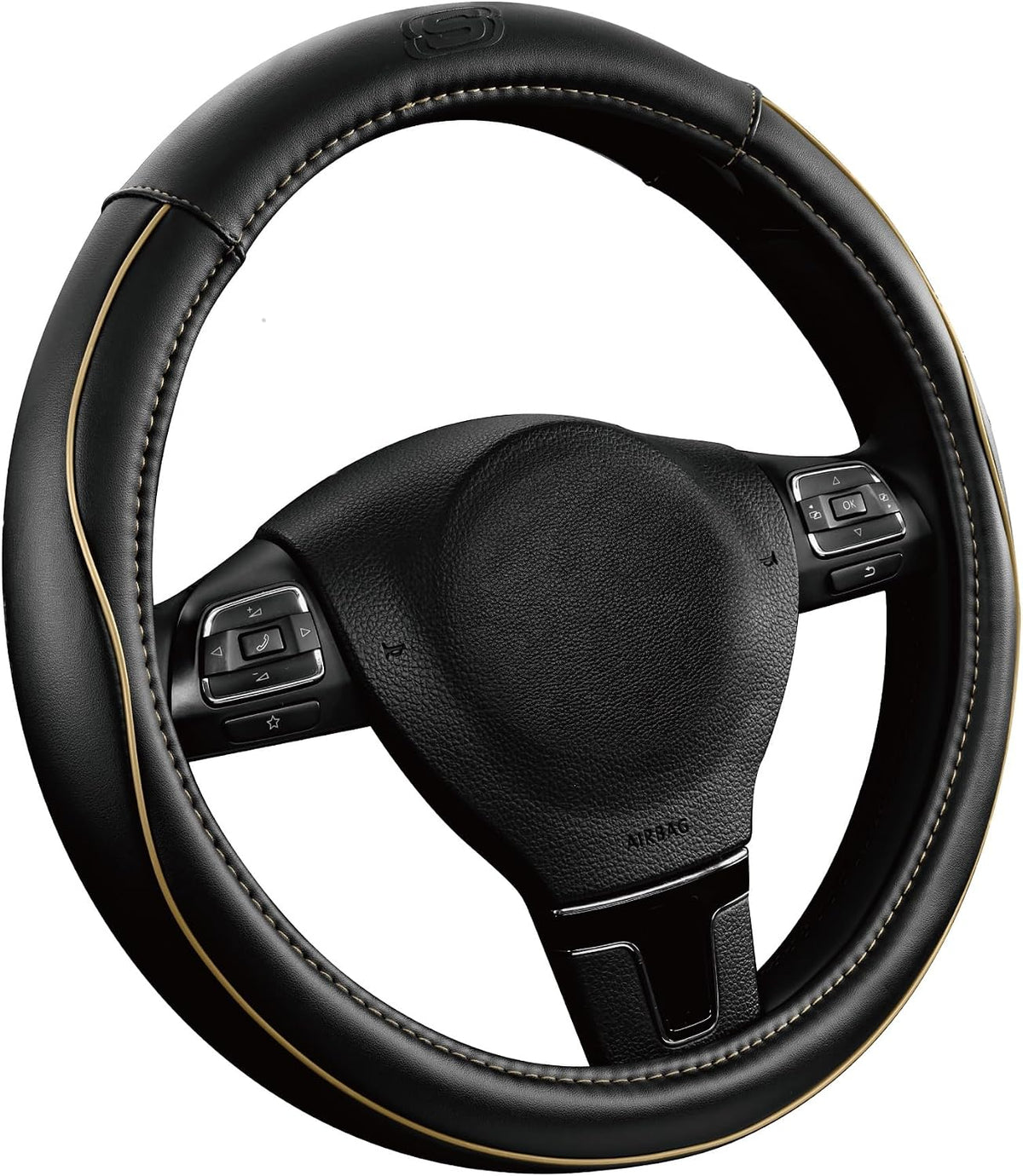Skechers Memory Foam Steering Wheel Cover,Piping Microfiber Leather Steering Wheel Cover Sporty Universal Fit 14" 1/2-15" Car Wheel Protector for Men Women Fit Suvs,Vans,Sedans,Car,Trucks,Blue
