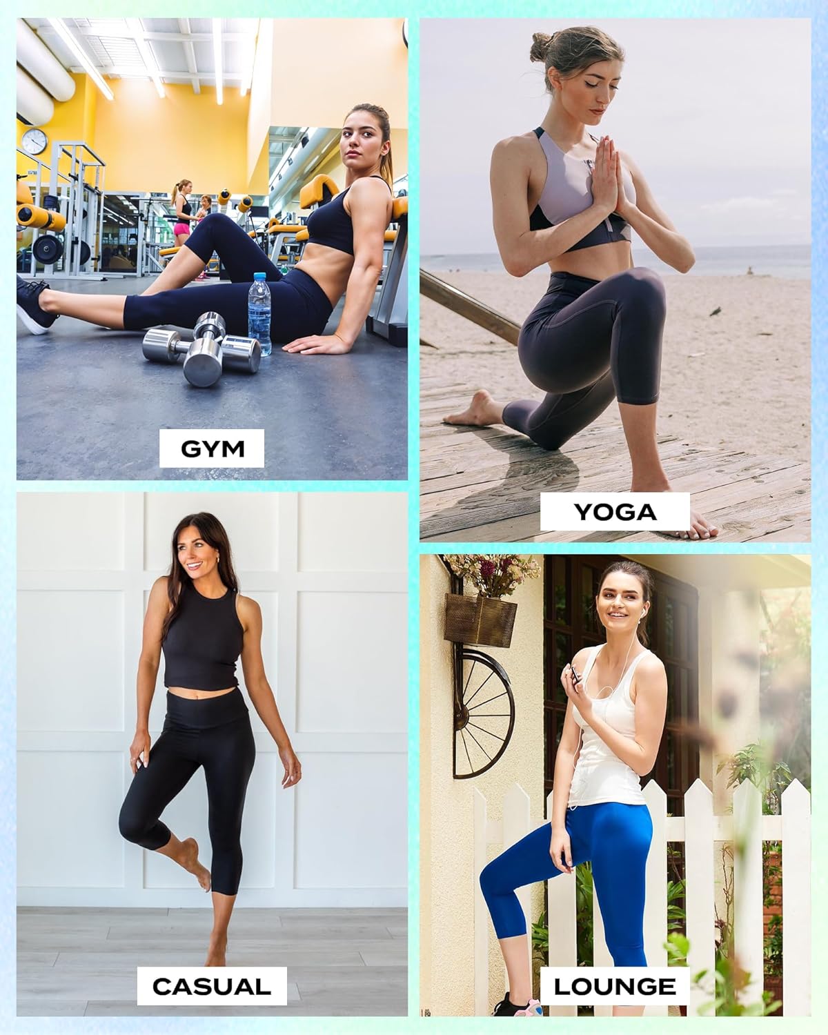 TNNZEET Capri Leggings - High Waisted Tummy Control Yoga Pants with Pockets in Black
