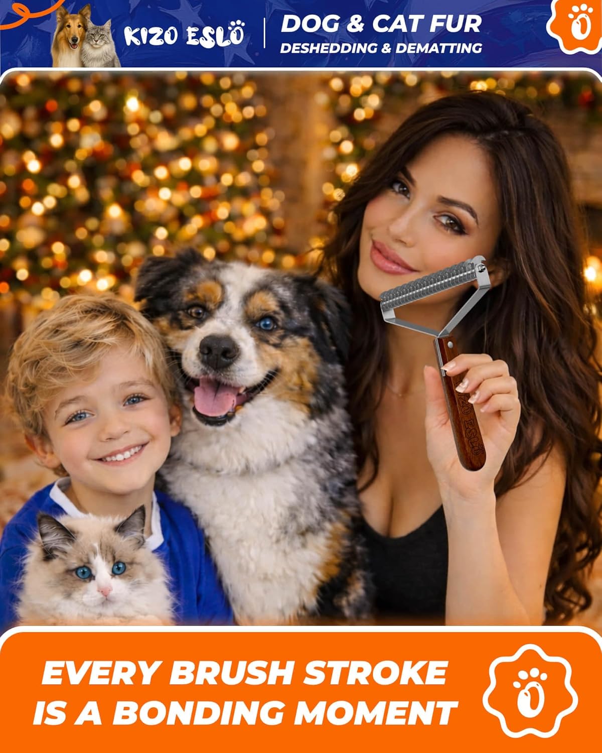 Regine Switzerland Extra Large 2-Sided Undercoat Rake - Gentle Grooming Brush for Dogs & Cats, Premium Wooden Handle