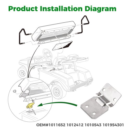 10L0L Club Car DS Seat Hinge Set for 1979-Up Golf Carts Seat Cushion Buckle Plate OEM 1011652 1012412 - Male + Female