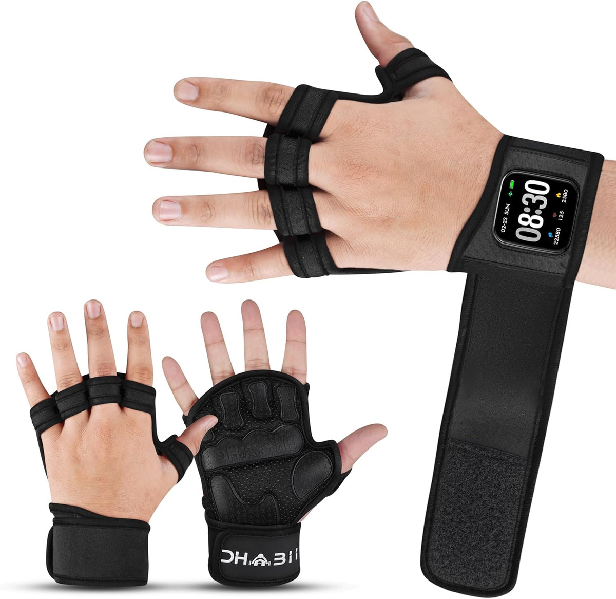 Skiennix Workout Gloves - Smartwatch Compatible Ventilated Gym Gloves with Wrist Wrap Support | Breathable Weight Lifting Gloves for Fitness & Training