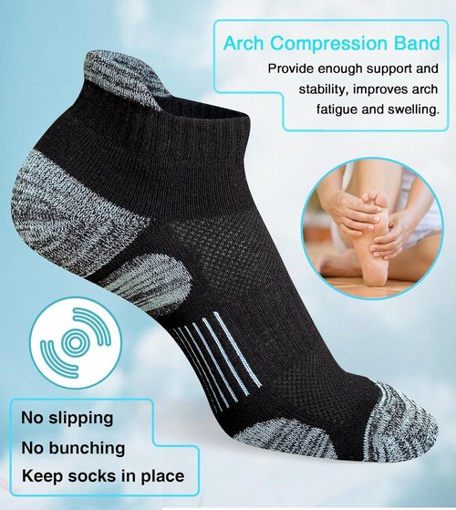 Heyoboy Women's Athletic Running Socks - Thick Cushioned, Anti-Blister, Wicking | 5 Pairs