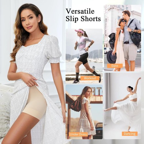 FRESBEIT Slip Shorts for Women - Anti-Chafing Boyshorts for Smooth Under Dresses | Comfortable Fit