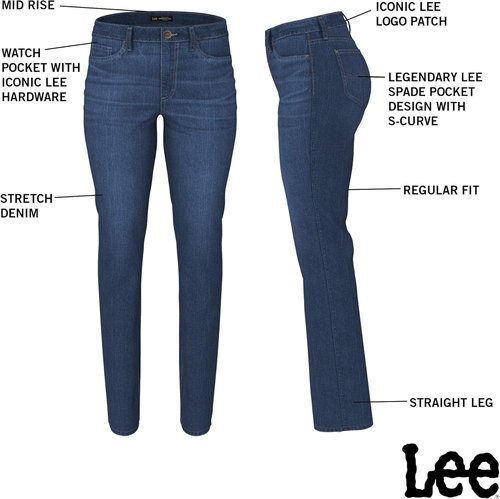 Lee Women's Legendary Mid Rise Straight Leg Jeans - Comfortable Fit | Classic Blue Denim