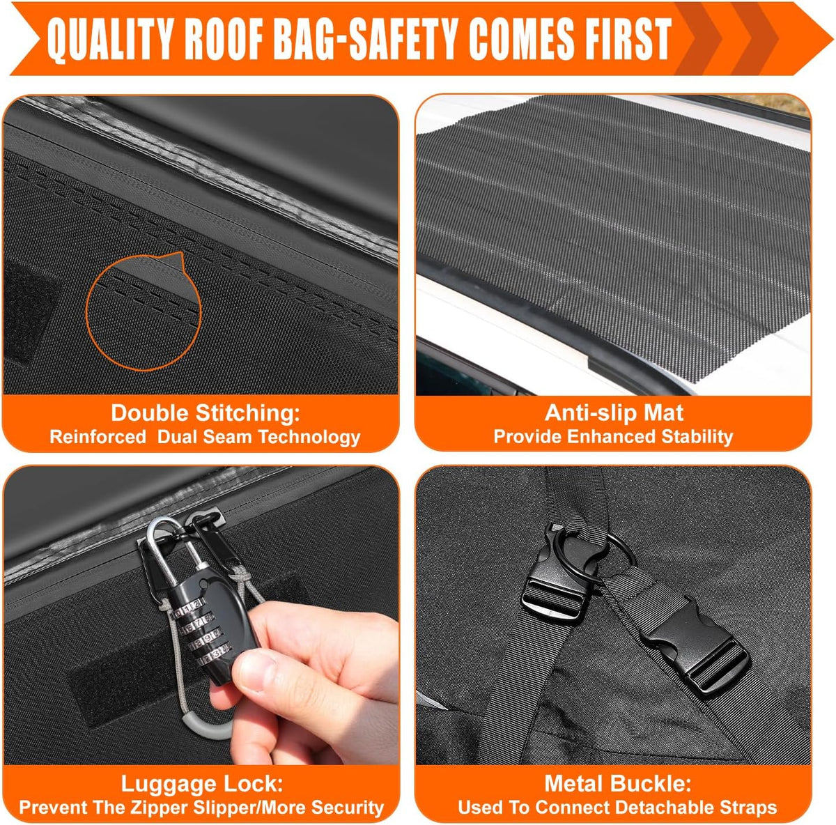 Sailnovo Rooftop Cargo Carrier - 20 Cubic Feet Waterproof Roof Bag with 6 Tie-Down Straps | Ideal for Cars with or Without Rack