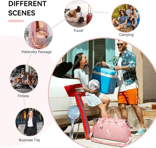 Marengo Gym Bag | Lightweight Travel Duffle with Shoe & Wet Compartment - Ideal for Sports, Yoga & Travel, Pink