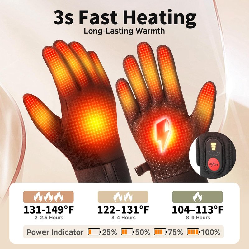 Upgraded Heated Glove Liners for Men & Women, Thin Rechargeable Gloves with Graphene Heating, Touchscreen Compatible, Fast Charge Warmth for Winter Sports & Outdoor Use
