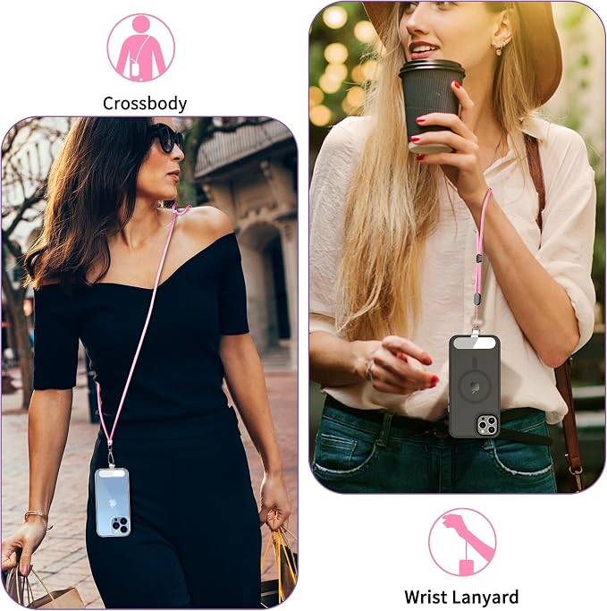 CACOE Phone Lanyard 2 Pcs-1 Pcs Adjustable Neck Strap, 2 Pads, Universal