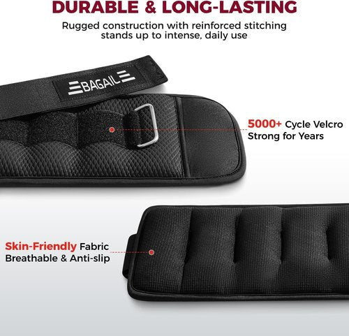BAGAIL Weighted Vest 10 lb - Black | Includes 4 lb Ankle and Wrist Weights - Perfect for Workouts