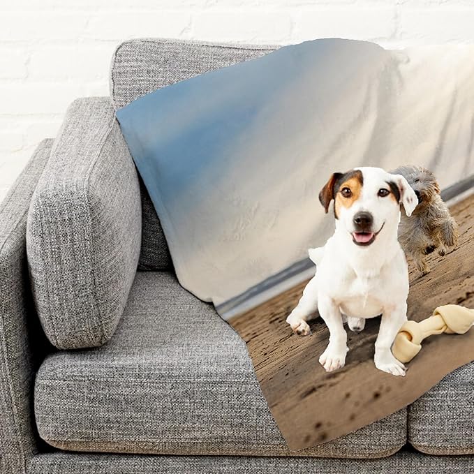 Prints Next Day โ Custom 30" x 40" Plush Pet Lightweight Blanket with Photo Upload - Gift for Dog or Cat Owners - Personalized Couch Throw - Printed in America