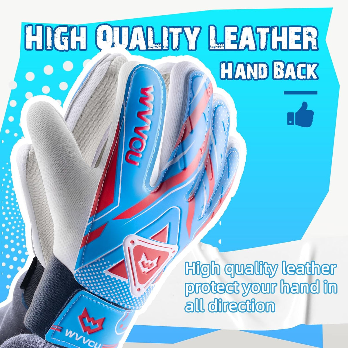 WVVOU Goalkeeper Gloves - Youth Soccer Goalie Gloves with Double Protection & Super Grip