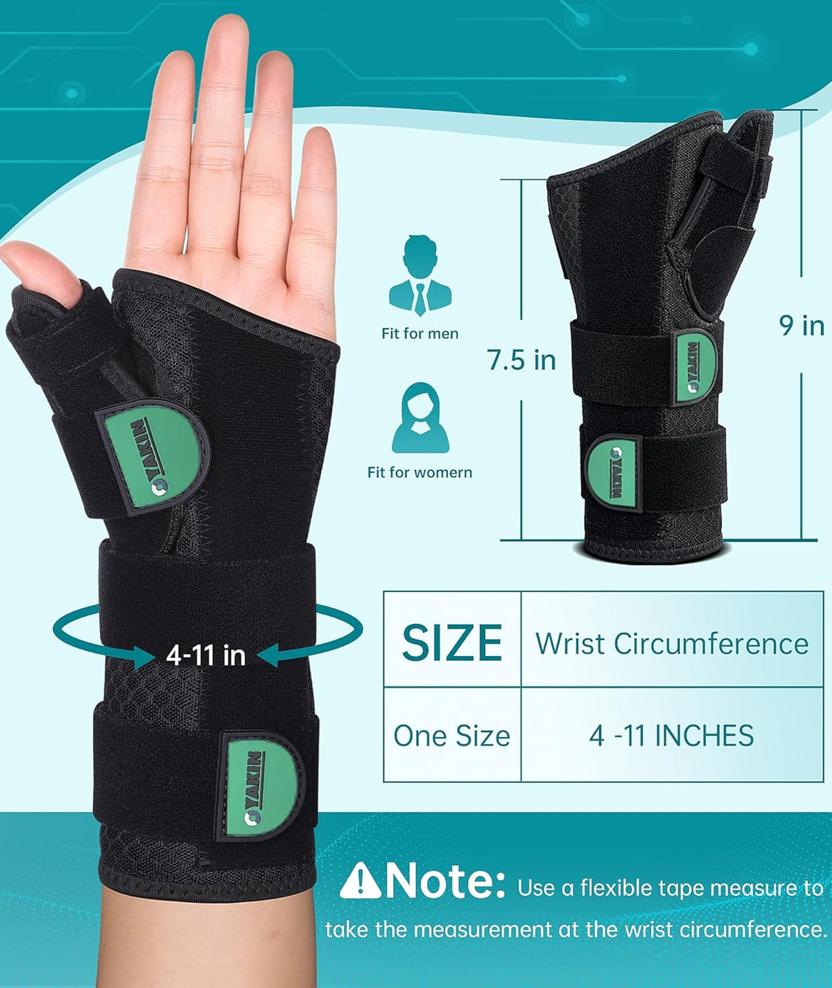 Oyakin Wrist Brace - Thumb Support for Carpal Tunnel & De Quervain's | Left Hand Splint for Men & Women