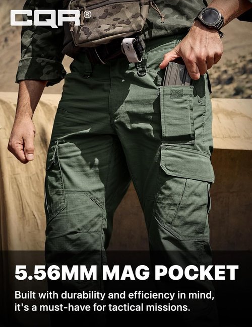CQR Men's Tactical Pants - Lightweight Water-Resistant Ripstop Cargo for Outdoor Activities