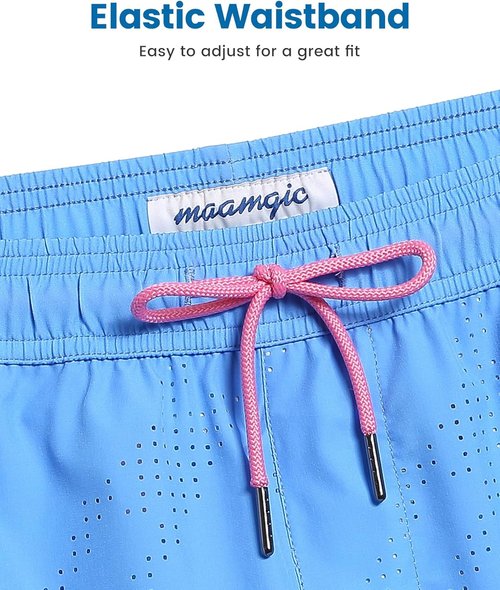 Maamgic Men's Swim Trunks - Quick Dry Board Shorts with Compression Liner & Zipper Pockets | 5 Inch Inseam