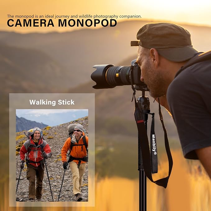 Manbily 65-Inch Camera Monopod, 5 Sections Aluminum Travel Monopod