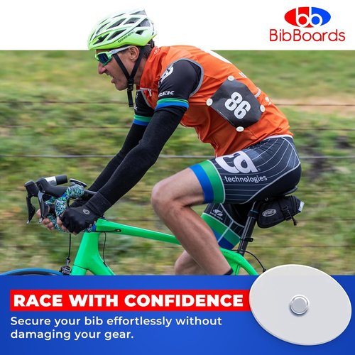 BibBoards BibSNAPS Clear Race Bib Clips - Secure Fasteners for Running & Cycling - Easy to Use, Non-Magnetic (4 Pack)