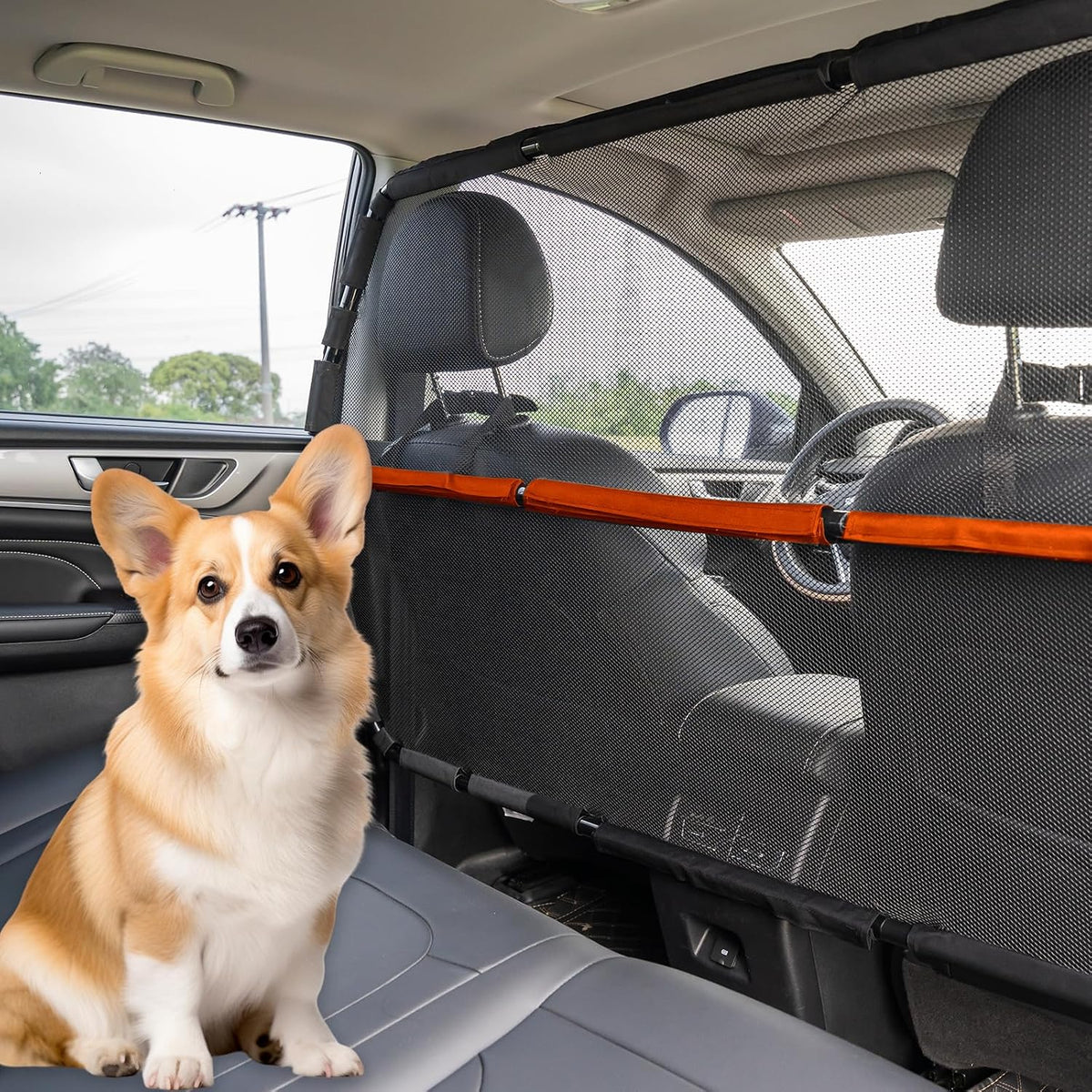 Dog Car Barrier for Back Seat & Trunk - 46" Wide for Compact SUV and Cars