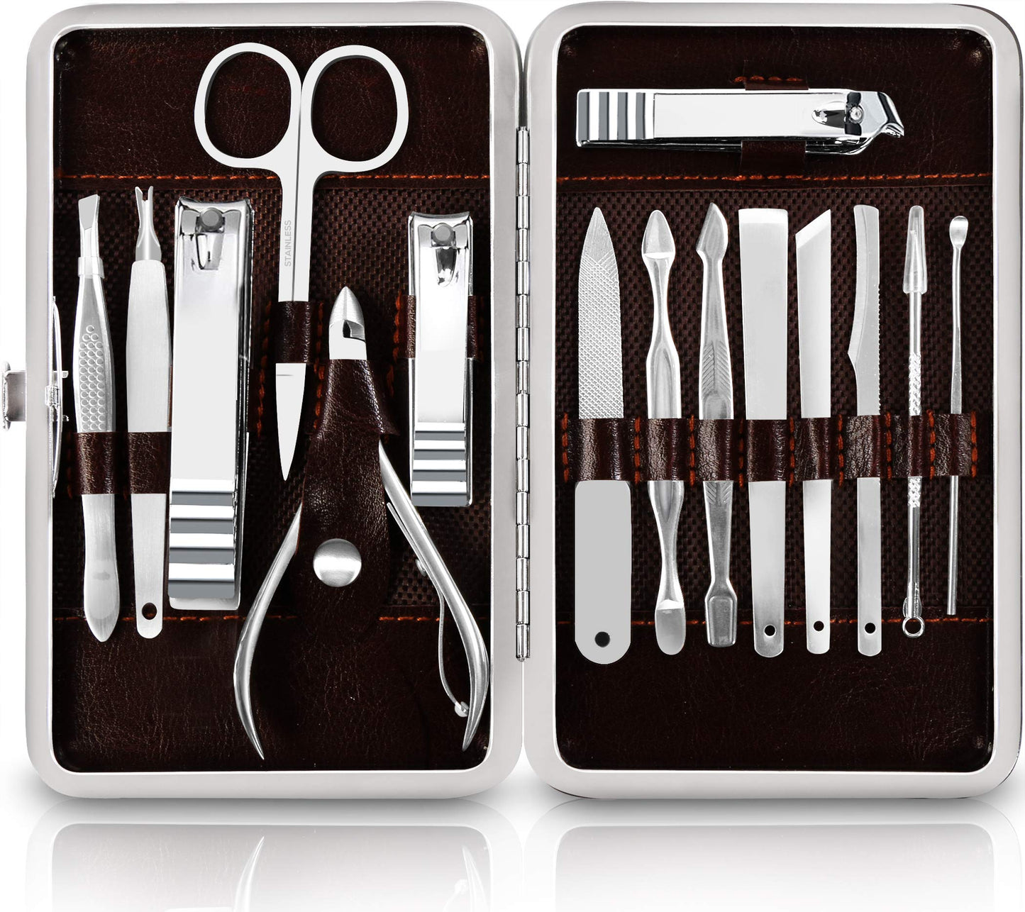Utopia Care Manicure Kit Nail Clippers For Men And Women, 15 Piece Professional Stainless Steel Manicure Set With Nail Kit, Pedi