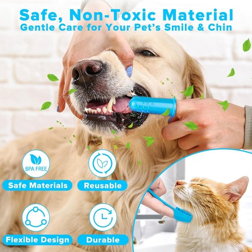 Augwind Pet Grooming Kit - 6PCS Dog, Cat & Horse Grooming Tools | Bath Gloves & Shampoo Brush (Light Blue)