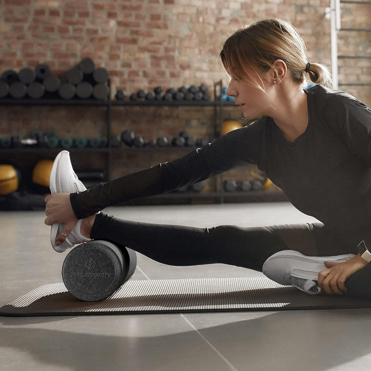 Philosophy Gym High-Density Foam Roller - 18-Inch Round for Exercise, Massage & Muscle Recovery - Black