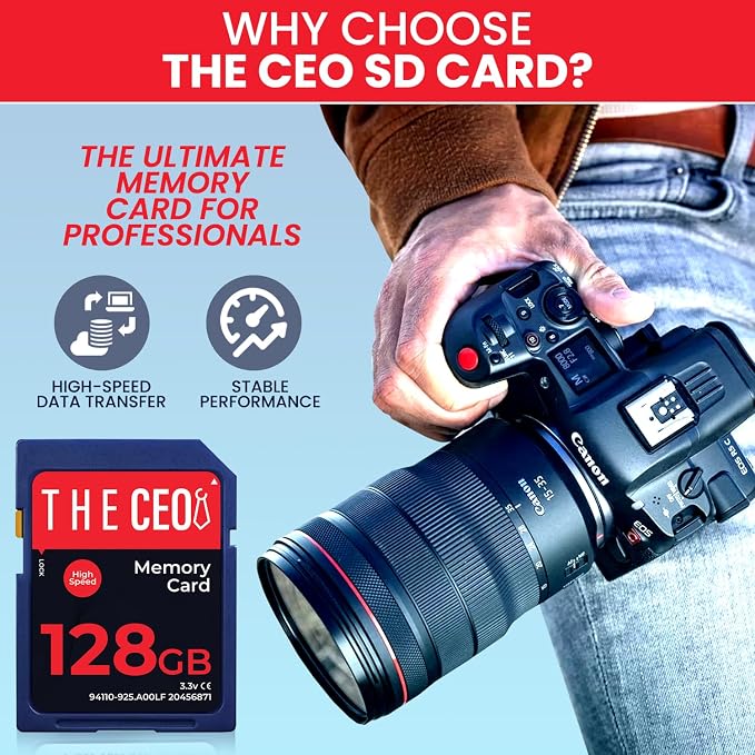 THE CEO SD Card for Camera 128GB Class 10 Memory Card UHS-I Compatible