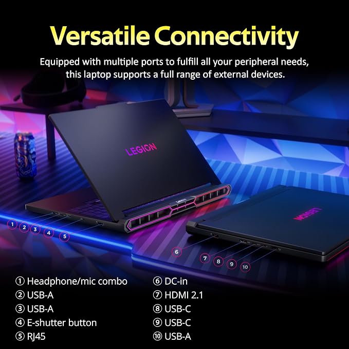 Lenovo Legion Pro 7i 16" WQXGA 240Hz Gaming Laptop, Intel Core Ultra 9 275HX, GeForce RTX 5080 16GB GDDR7, 16GB RAM, 2TB Storage (1TB SSD+1TB Docking Station Set), RGB Backlit Keyboard, Win 11, Black