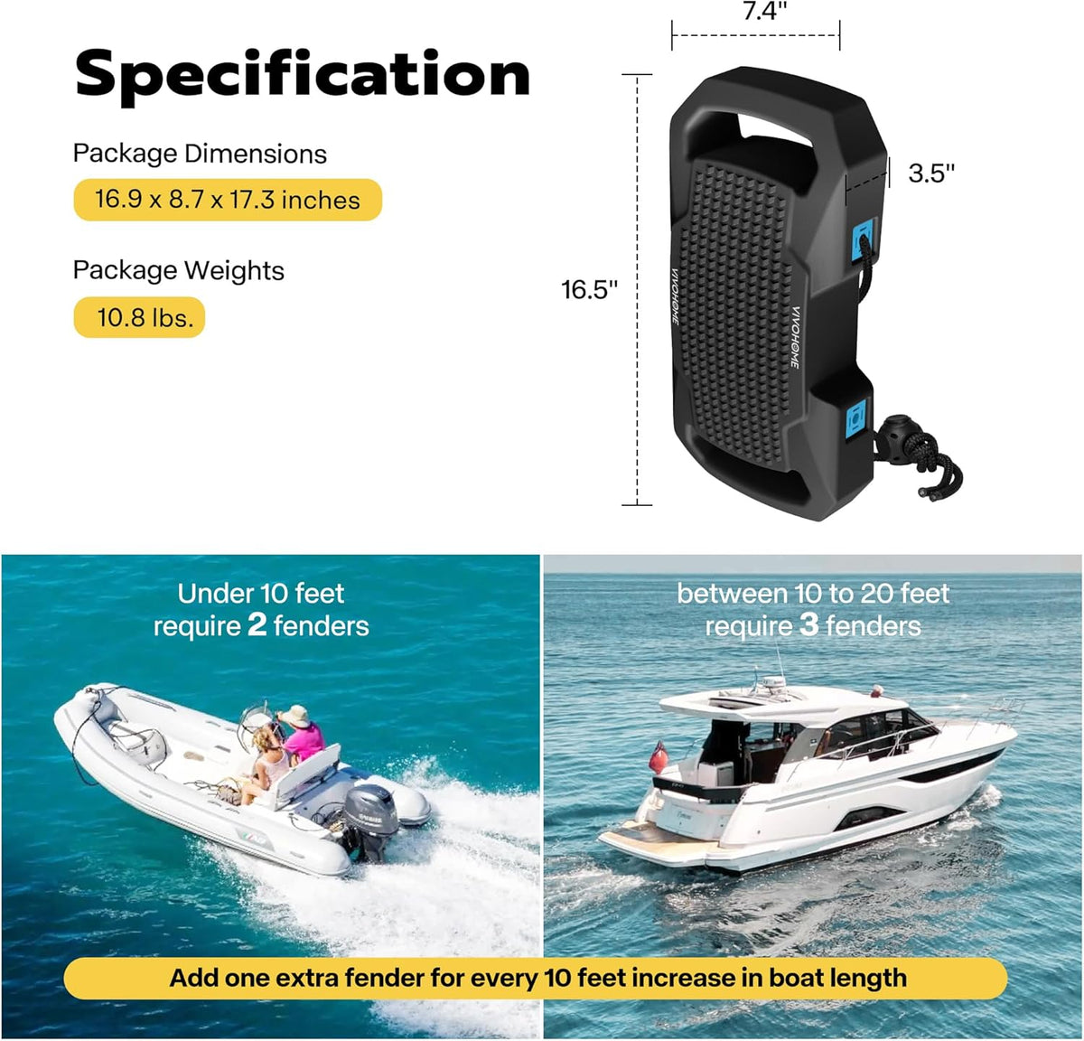 VIVOHOME EVA Boat Fenders - Durable Docking Bumpers with Nylon Rope | Perfect for Yachts & Dinghies