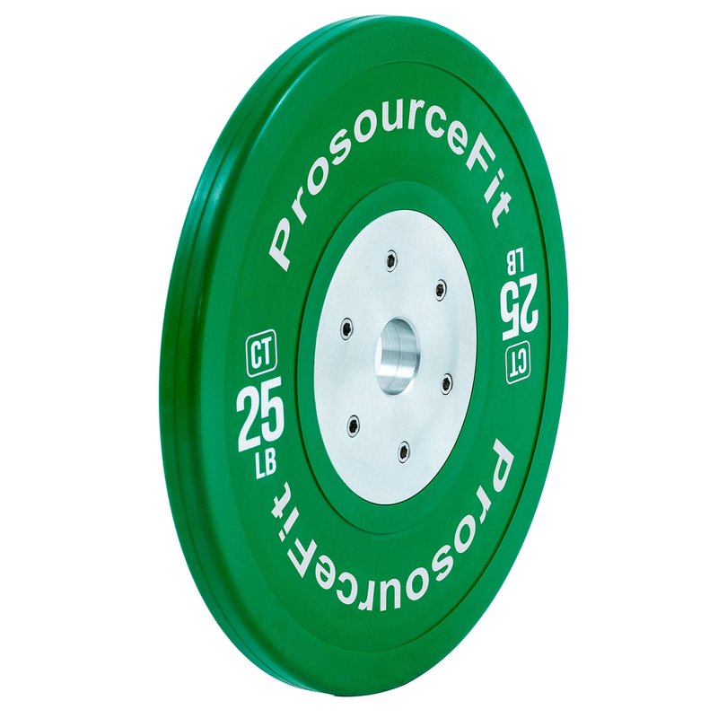 ProsourceFit Competition Color Training Bumper Plates, Rubber with Steel Insert, 25lb, Calibrated for Strength Exercise and Cross Conditioning, Power Lifting, Weighted Workouts