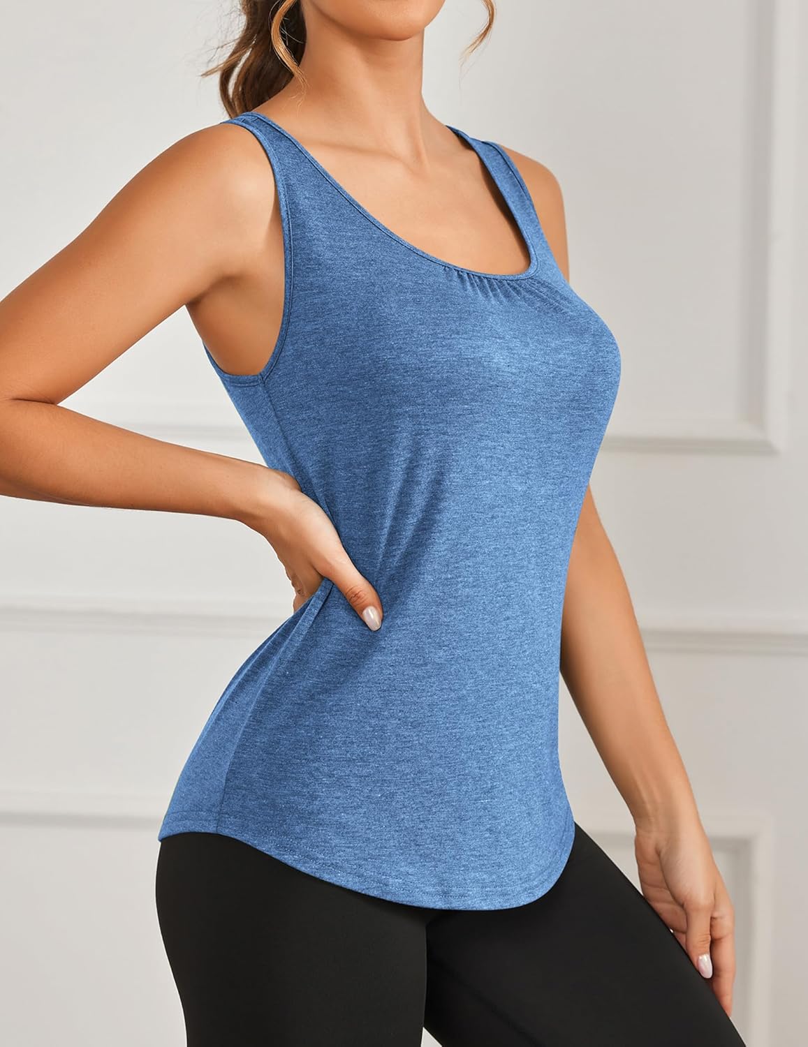PINSPARK Women's Racerback Workout Tops - Lightweight Sleeveless Athletic Tank Shirts | 2-Pack S-3XL