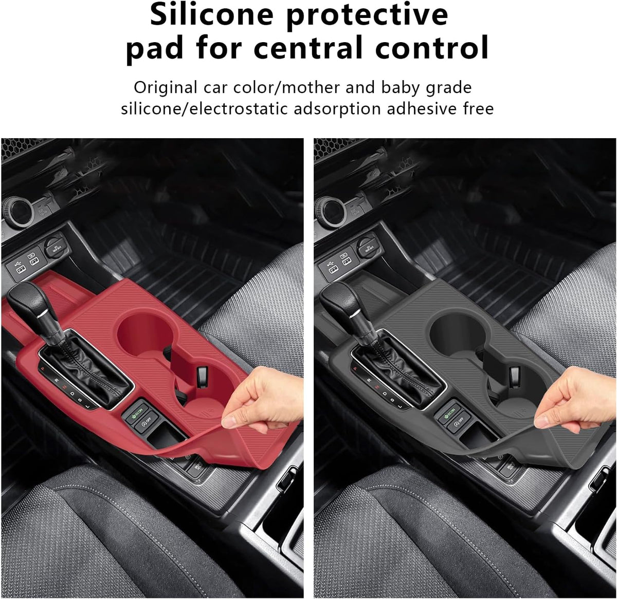 Temmis Center Console Organizer Silicone Wrap Kit for Honda Civic 2022-2025, Full-Wrap Center Consel Electrostatic adsorption Cover for Honda Civic-Black